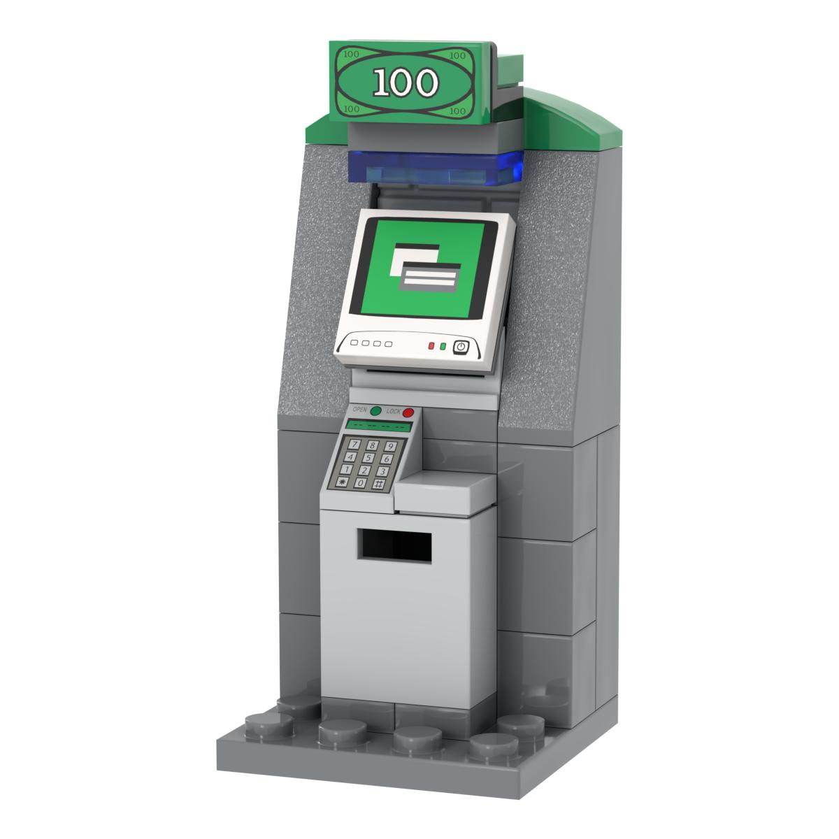 

ATM Money My Own Creation Millionaire Creating Bricks Diamond Dollar Gold Chest Accessories City Bank Brick Kids Toy Sets Gifts