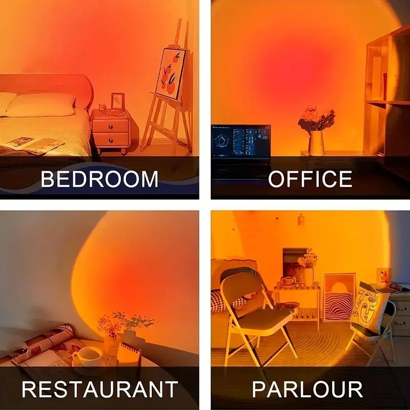 Rotating USB Sunset Projector - Decorative Holiday and Rainbow Light