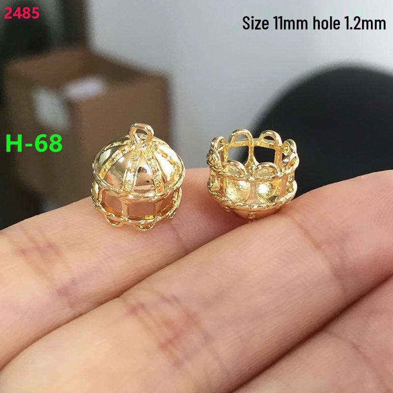 Copper-Plated 14K Gold Hollow Lantern Bead Cap Spacer for DIY Bracelets