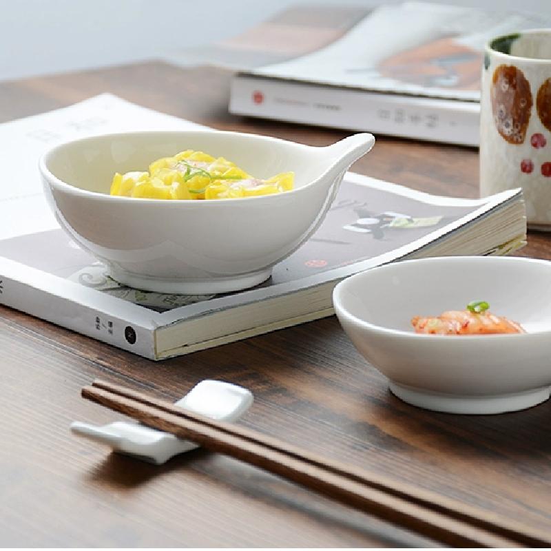 Pure White Ceramic Dish Hotel Snack Tableware Bowl Baking Bowl Dessert Bowl Caviar Dish Small Sauce Bowl Kitchen Tableware