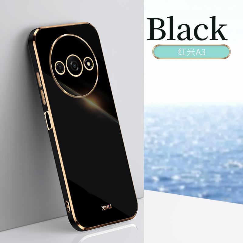 Luxury Square Plating Phone Case On For Xiaomi Redmi A3 RedmiA3 ShockProof Soft Silicone Back Cover