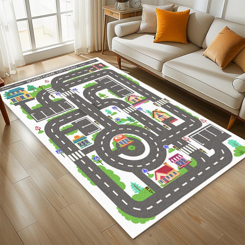 Modern Children Play Road Carpet Living Room Cartoon Home Decoration Baby Sofa Area Non-slip Rug Bedroom Soft Tatami Floor Mat