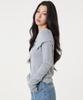 UNKNOWN PLANET Ring Snap Off-Shoulder Long Sleeve Knit Top Gray