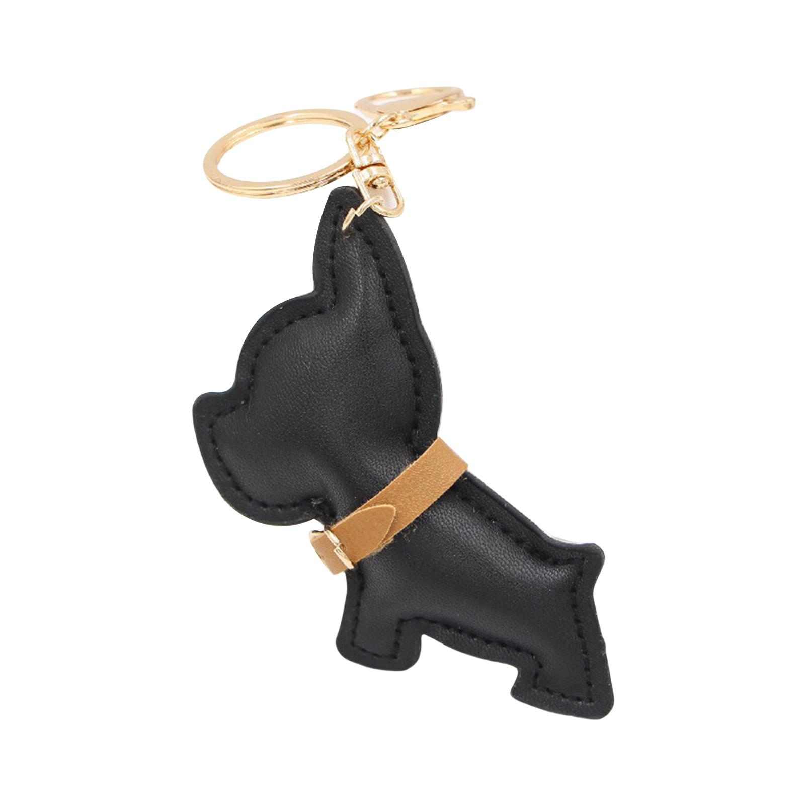 

Брелок для ключей в виде собаки-бульдога, аксессуар из искусственной кожи, брелок для собак, украшение на рюкзак для любителей домашних животных и автолюбителей чёрный