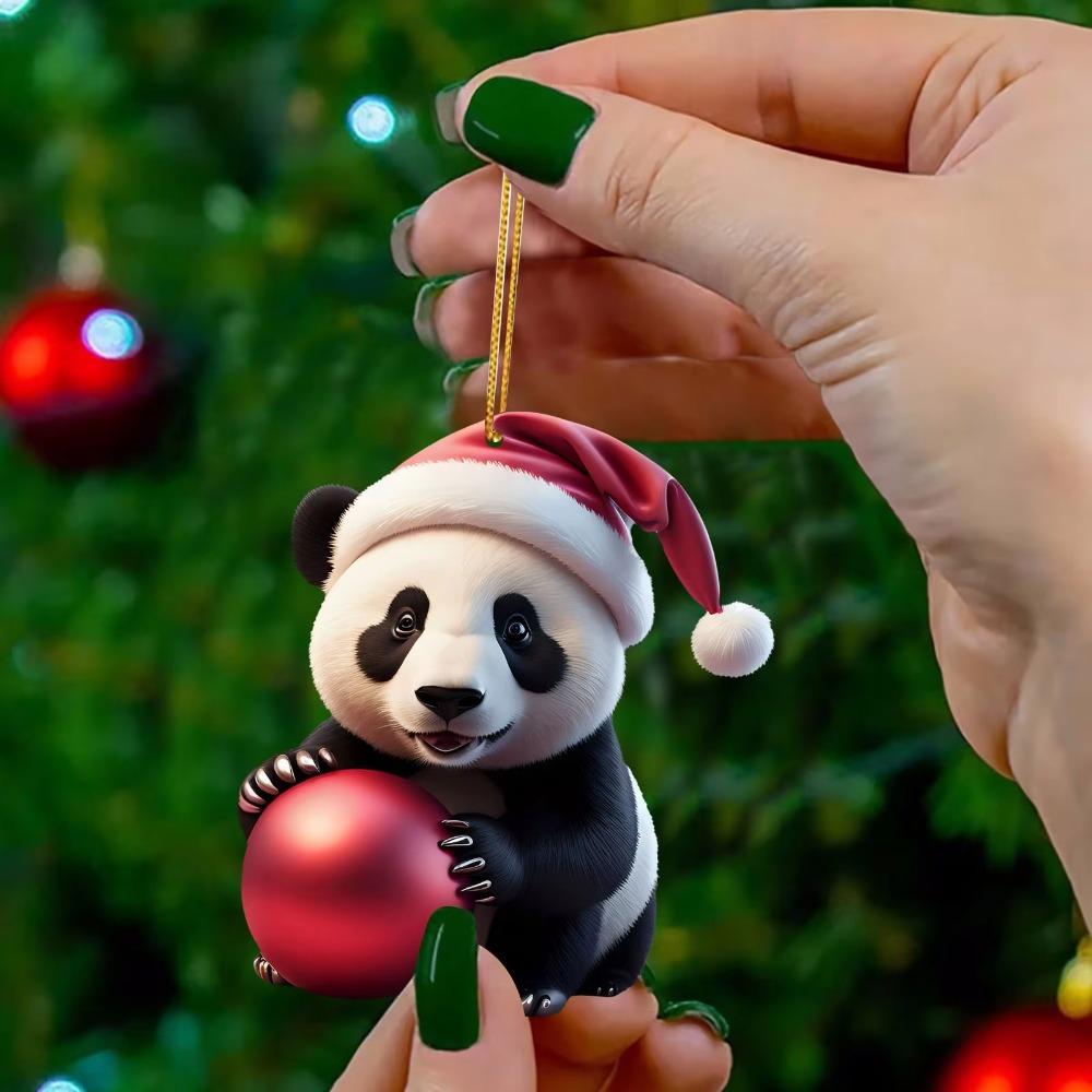 Cartoon Weihnachten Panda Ornament Niedliches Weihnachts-Hängeornament Mode Auto Panda Anhänger Heimdeko