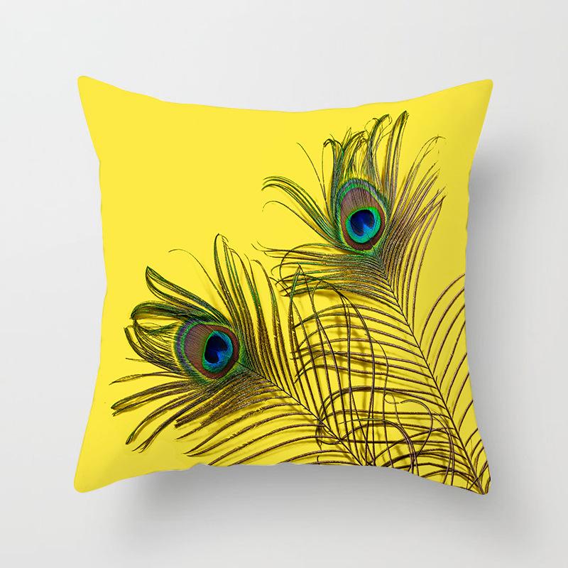 

New Chinese Style Classical Peacock Feather Pattern Pillowcase Car Bedroom Living Room Cushion New Chinese Style 45X45cm does not contain pillow core