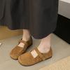 Retro square head shallow mouth single shoes women's spring new soft-soled shoes one-word buckle Mary Jane