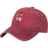 LGBT Love Rainbow Heart Washed Baseball Cap Cotton Adjustable Casual Dad Hat for Unisex