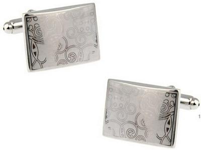 Electroplated Laser Pattern French Cufflinks: High-Quality Retro Engraved Fashion Studs