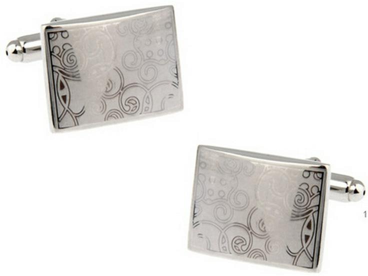 Electroplated Laser Pattern French Cufflinks: High-Quality Retro Engraved Fashion Studs