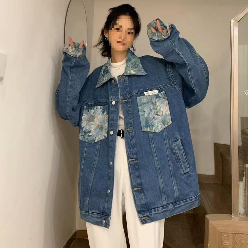 Унисекс Ретро Джинсовая Мотоциклетная Куртка: Осенне-зимний повседневный тренд, свободный крой с лацканами 2XL