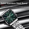 Business Quartz Watch Men Gold White Chronograph Dress Wristwatch with Stainless Steel Band Auto Date Luminous Hands 24-hour