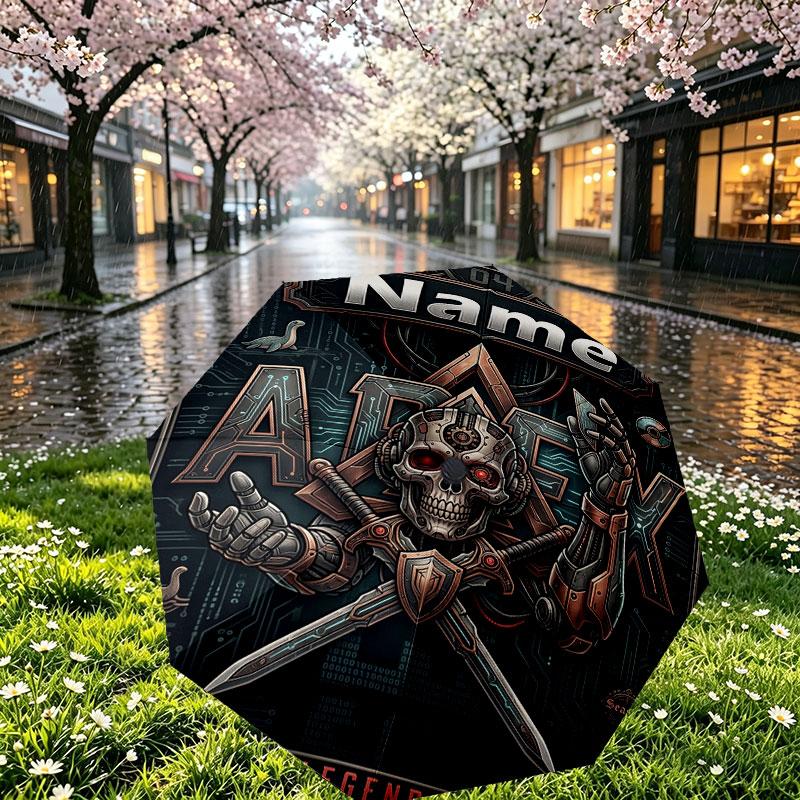 Custom Name Personalized Apex Legends Print Umbrella, Auto Open Close, 8‑Rib Sturdy Frame, Commute Camping Hiking Use, Birthday Gift