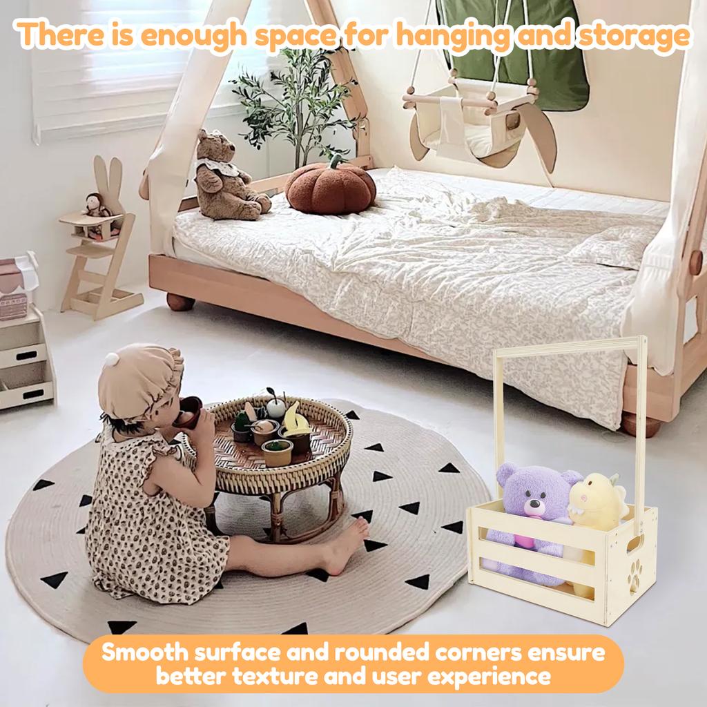 New Wood Baby Shower Storage Basket Baby Toys Storage Crate with Handle Decorative Baby Clothes Crate Box for Clothes Shoes Toys