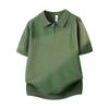 Solid Color Half Zipper Lapel Ice Silk Knitted Sweater POLO Shirt Men's Breathable Thin Short Sleeved T-shirt