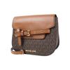 Michael Kors MK Emilia Commuter Fashion Design Classic Monogram Color Block Leather Saddle Bag Women Shoulder Bag Dark-Brown Brown 35S2GU5C1B-BROWN