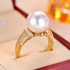French vintage court-style pearl ring made of copper with micro-inlaid zircon, exquisite women's ring