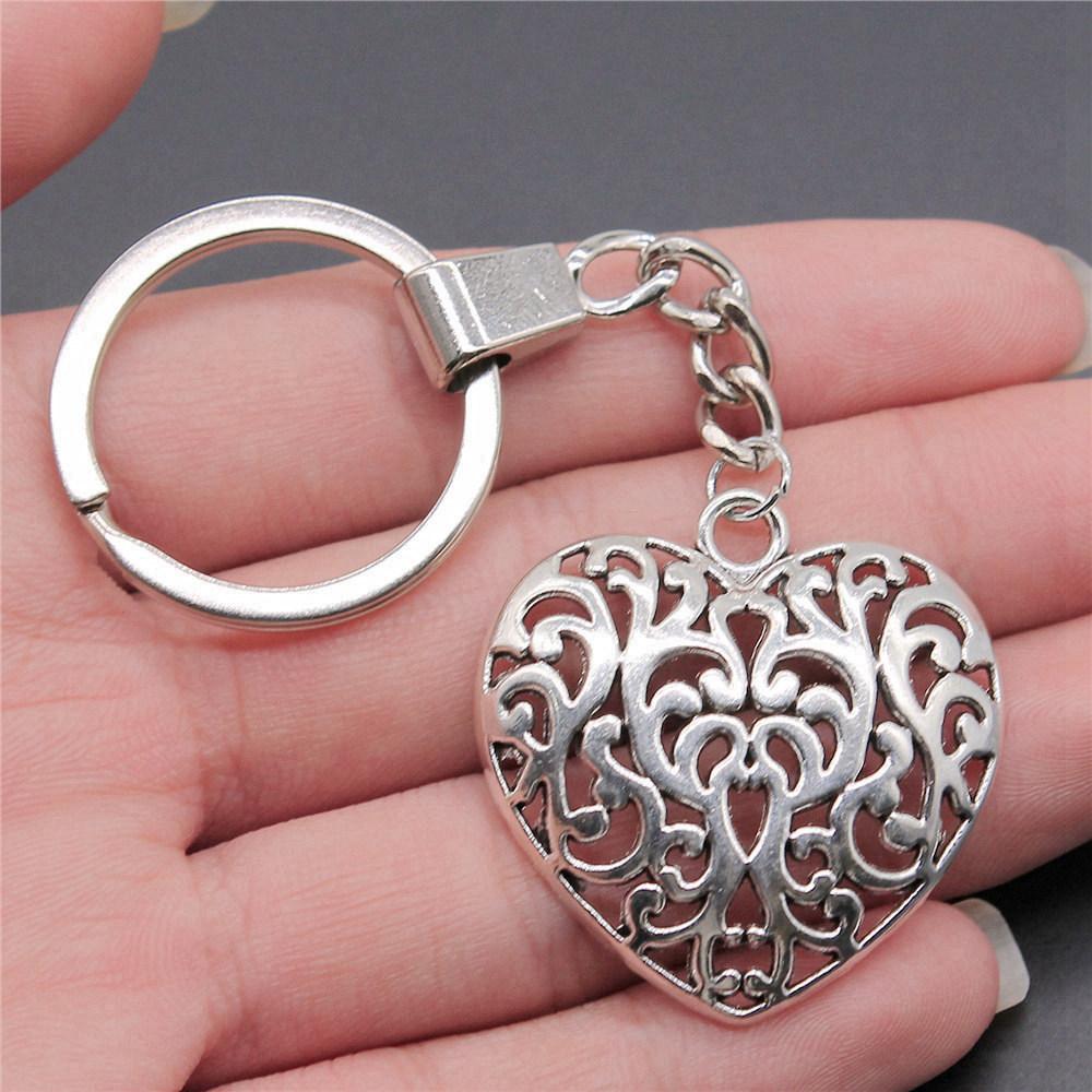 30mm Keychains Peach Heart Tags Wedding Jewelry Findings QY034