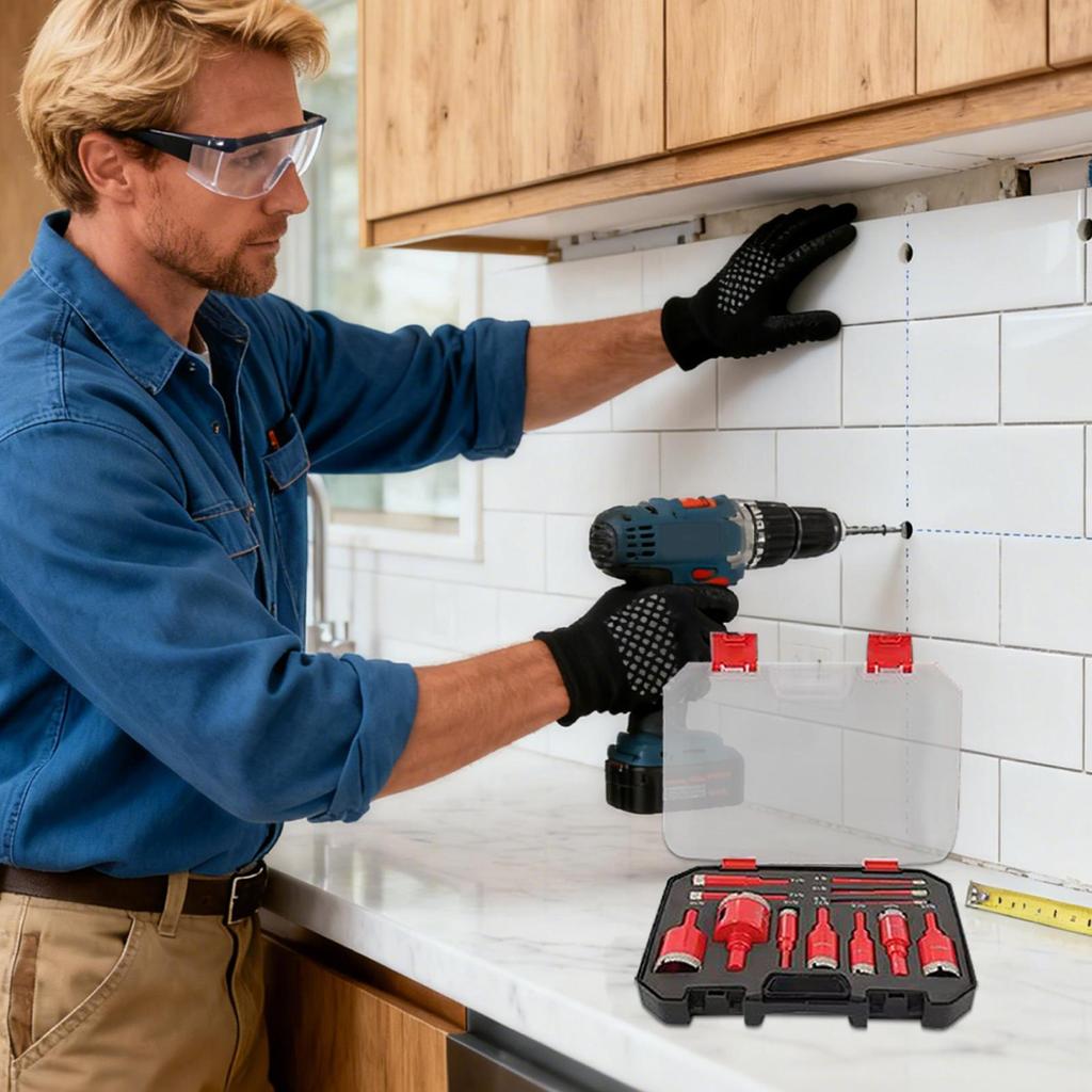 Hole Saw Set For Tile High-Precision With Case Drill Bits For Porcelain Tile For Home Renovation Wall Repair Electrical Wiring