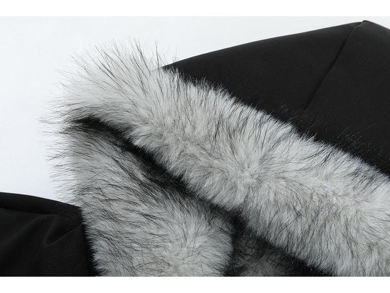Polar Wolf Men's Winter Jacket - Heavyweight, Hooded with Large Fur Collar, Thick Velvet Lining, Cotton Outerwear