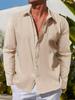 Men's Striped Jacquard Long Sleeve Shirt, Slim Fit Lapel Casual Fall Shirt for Fashion Urban Men
