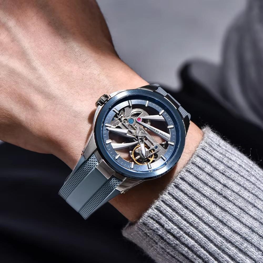 New PAGANI DESIGN YS030 Alien Hollow Tourbillon Luxury Men Mechanical Watch Luminous Stainless Steel Transparent Movement Clock