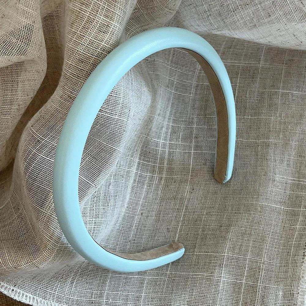 PU Leather Sponge HeadbandHair Hoop Non-slip Thin Edge Hair Accessories Macaron Shades Pressure Hair Band Street Matching синий