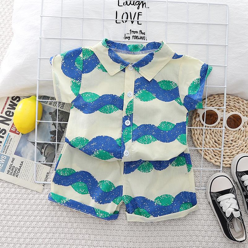 

Летний комплект-двойка для мальчиков в корейском стиле: Модная футболка с коротким рукавом и шорты (Тенденция 2023 года) 90cm