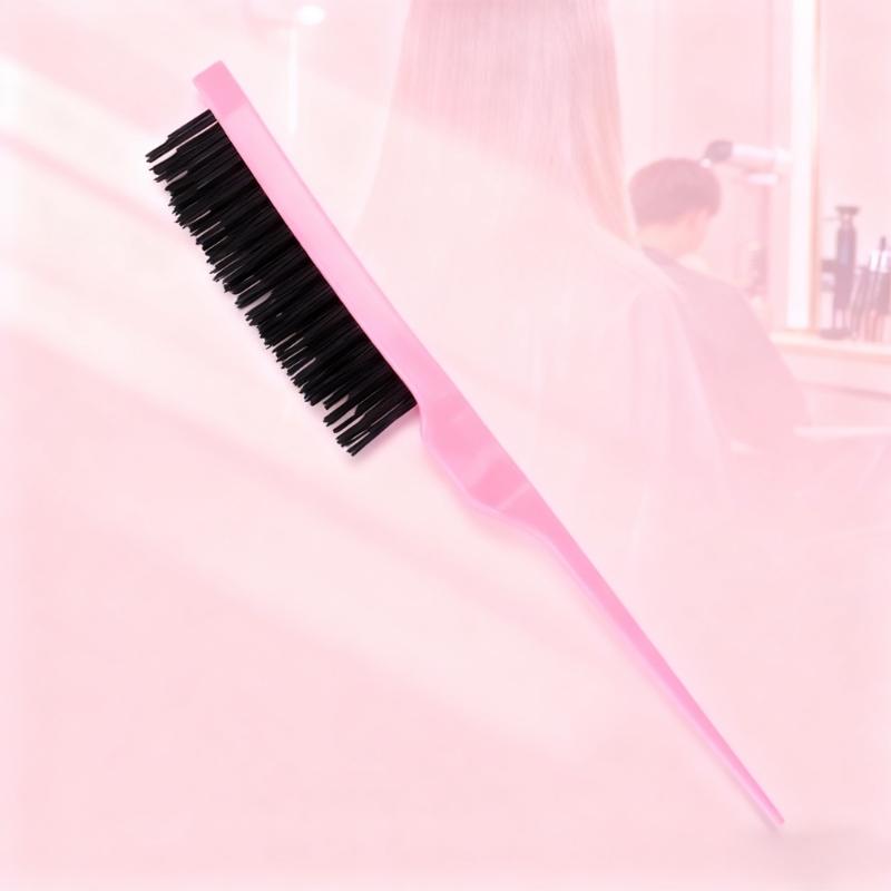 6Pcs Hair Brush Set Bristles Hair Brush Edge Controls Brush Tail Comb with Duckbill Clips Rubber Band for Women Girls