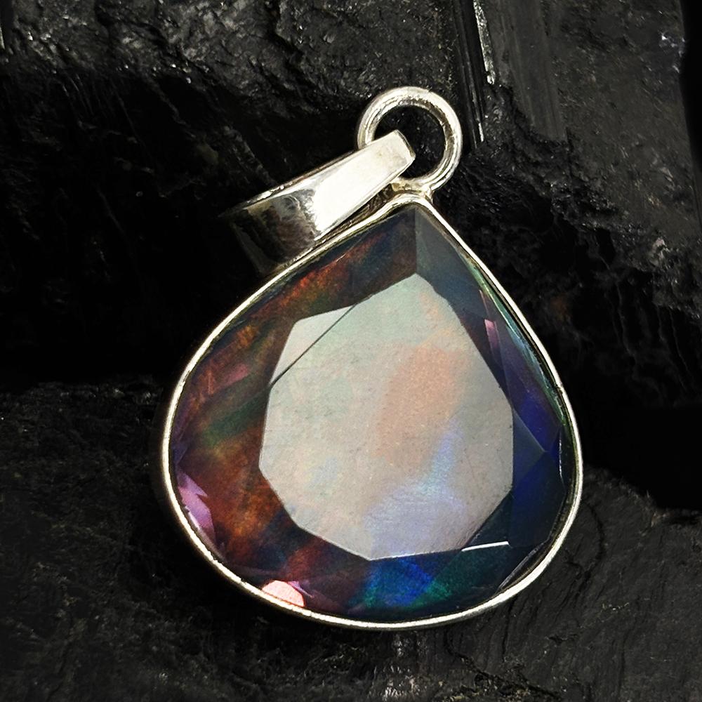 Top Quality Natural Opal 28 Ct Pear CERTIFIED 925 Sterling Silver Gems Pendant
