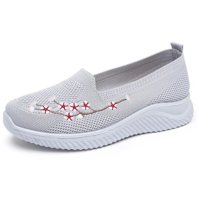 New Spring, Summer and Autumn Cloth Shoes Women's Casual Sports Embroidered Shoes Lightweight Soft Sole Middle-aged and Elderly Walking Shoes Women