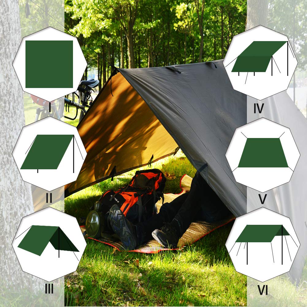 KALINCO Waterproof Camping Tarp UV Ultra Sun Light Heat Storage Case Outdoor 3x3m Tarp, Tent, Protection, Lightweight, Shade, Protection, Blocking,
