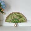 Unique Hand Woven Grass Cooling Fan Colorful Straw Fan Essential for Vacation and Elegant Home Decoration