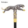 Gold-Schwarz Laufender Leopard mit Schwanz Gehstock Dekorativ Cosplay Party Modischer Stock Halloween Krummstab Stock 94cm