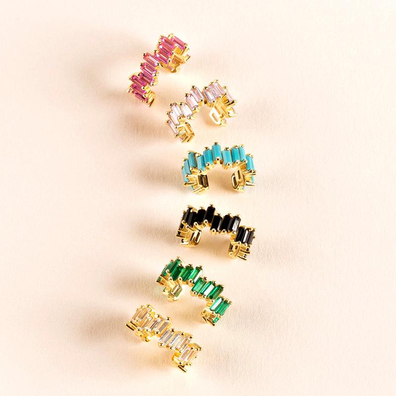 Yuedane Gold Plated Clip Earrings For Women Multicolor Zircon C Shape Ear Cuff Clipn No Piercing Earring Fashion Jewelry