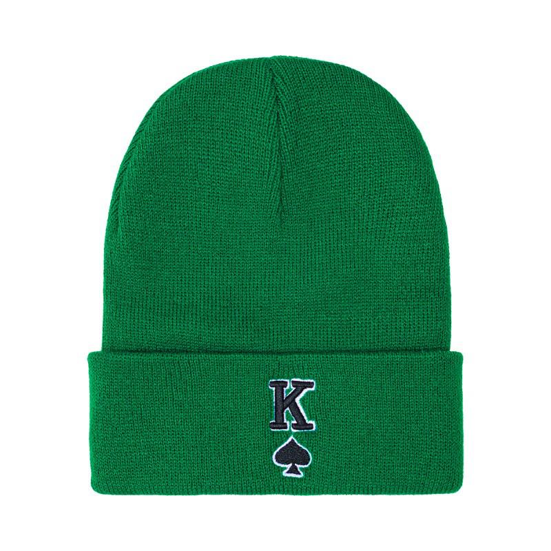 Knit Hat with Heart-Shaped K Letter Embroidery - European & American Style Warm Acrylic Pullover