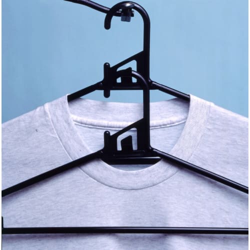 Sawafuji DIRECT Quick Hanger M-5P Black Clothes Hanger, 388mm Wide, Set of 5, Made in Japan, Fits Shirts, Slacks, and Pants, Slim Fit, Neckline Adjust