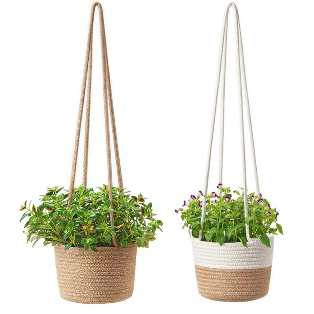 

2PCS Braided Plant Basket Hanging Plant Pots Plant Hanger Plant Basket Wall Decoration Flower Pots