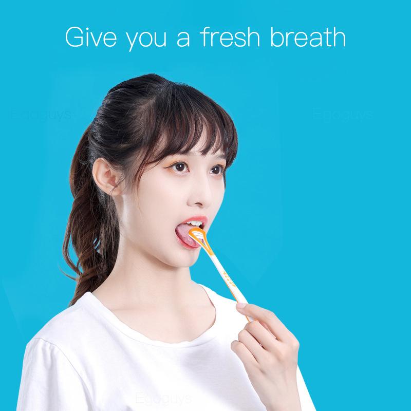 1Pc Reusable Tongue Cleaner Scraper Dual Use Oral Hygiene Toothbrush Fresh Breath Tongue Cleaning Brush