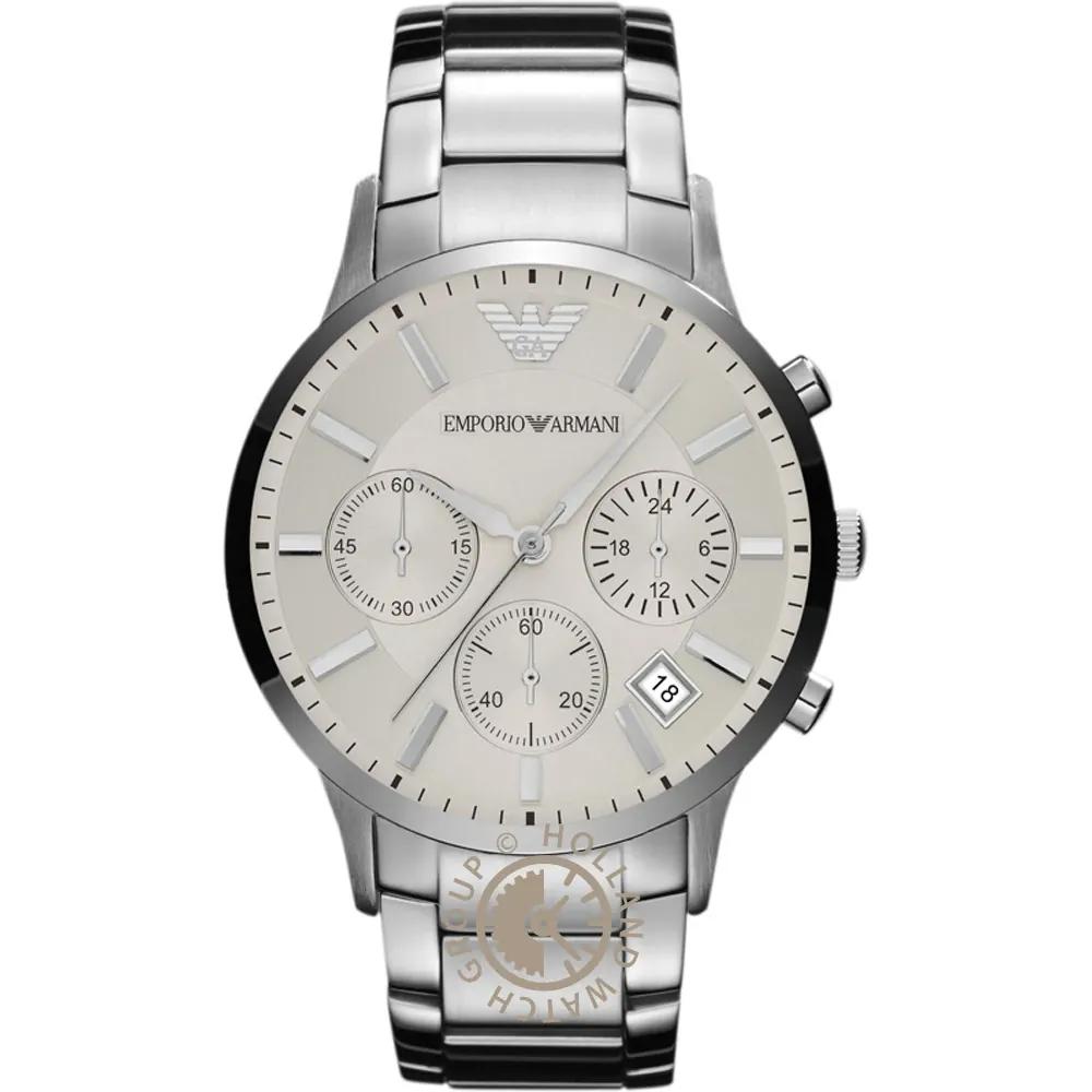 Emporio Armani Renato White Metal Silver Men s Quartz Watch AR2458 белый