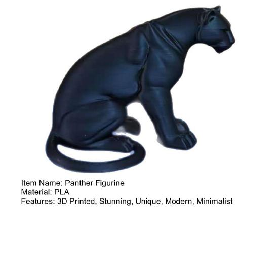 Panther Figurine 3D Printed Black White Wildlife Figure Collectible Animal Sculpture for Home Office Desk Decor