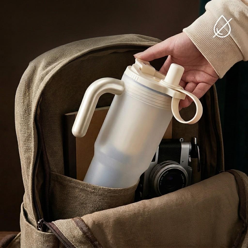 850ML Portable Water Bottle With With Strainer&Straw Clear Plastic Tumbler Cold And Heat Resistant Leak-proof Drinking Bottle