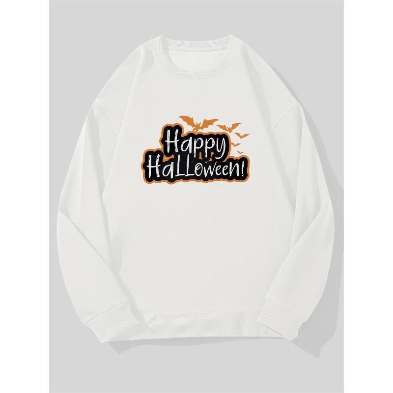 Men's Happy Halloween Sweater - Casual Loose Fit Round Neck Solid Color Pullover, Machine Washable Sweaters for Parties & Casual Attire
