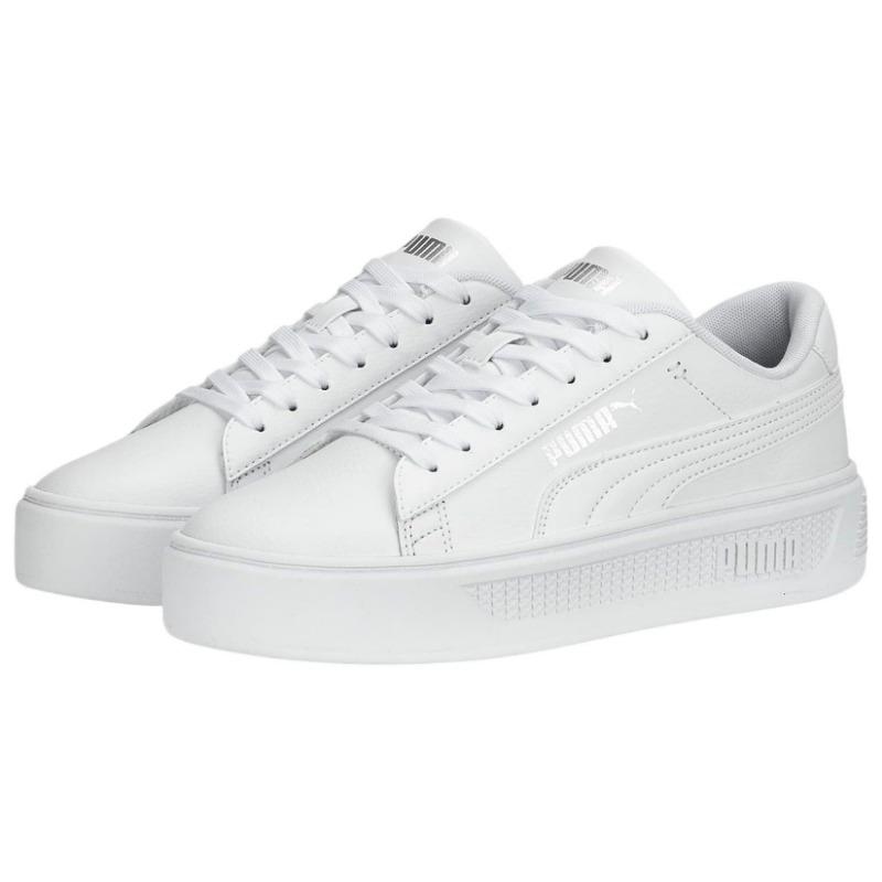 PUMA Platform V3 Women Low Skate Shoes White Silver 390758-01
