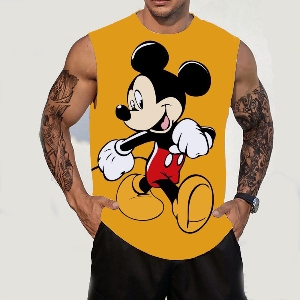 

Disney Mickey Mouse Men s Tank Top O-Neck Tank Top Casual Summer Sleeveless Large T-shirt Top Street Clothing S