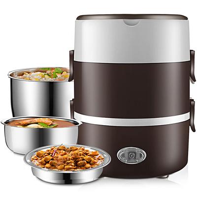 Fiambrera eléctrica de 220V para el hogar y la escuela, olla arrocera de vapor portátil de acero inoxidable, calentador de alimentos de 200W, contenedor multicapa