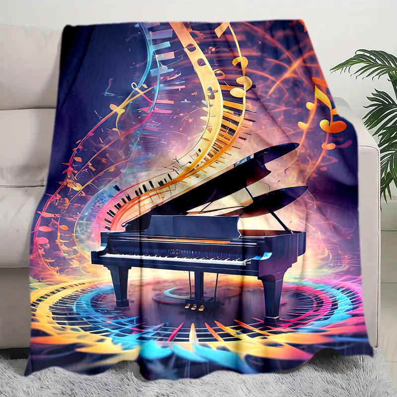 1PC Piano Keys Music Printed Blanket, All Season Lightweight Home Office Outdoor Nap Multifunctional Blanket A17
