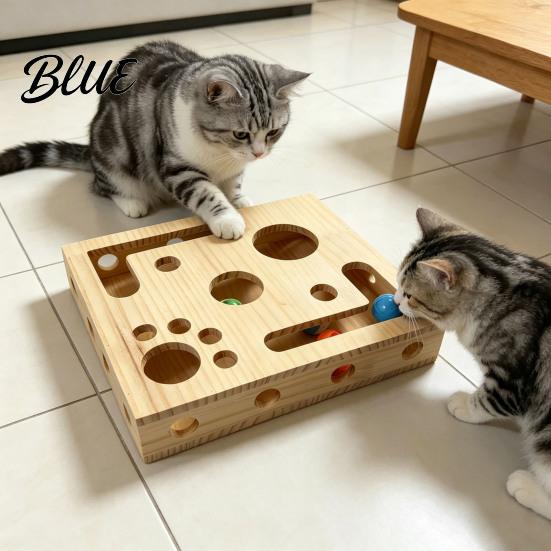 Boîte de lime à ongles pour chat Boîte à jouets Puzzle d'enrichissement en bois Jouet Griffoir interactif Intérieur Comprend du papier de verre pour le soin des chats Stimulation mentale Griffoir
