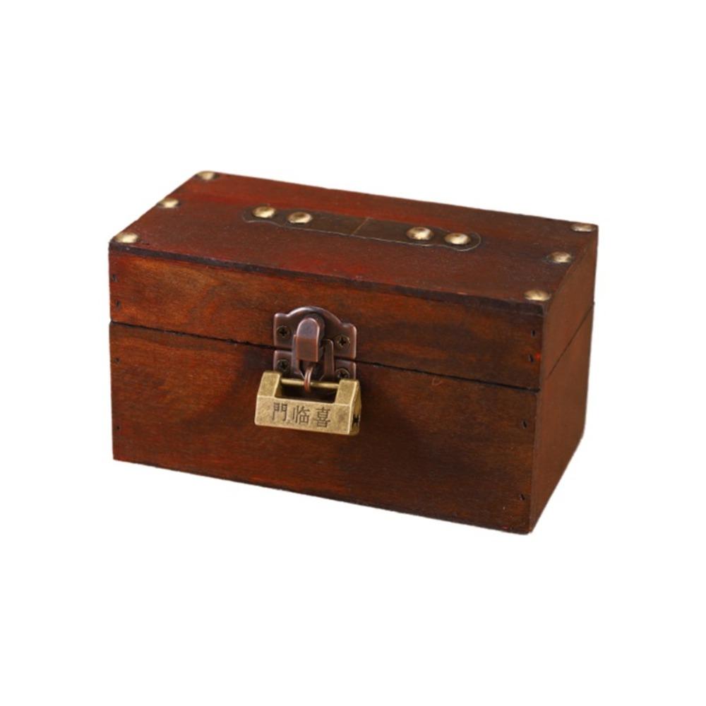 Vintage Jewelry Storage Box with a Lock Retro Style Desktop Organizer Collection Gift Box Home Use