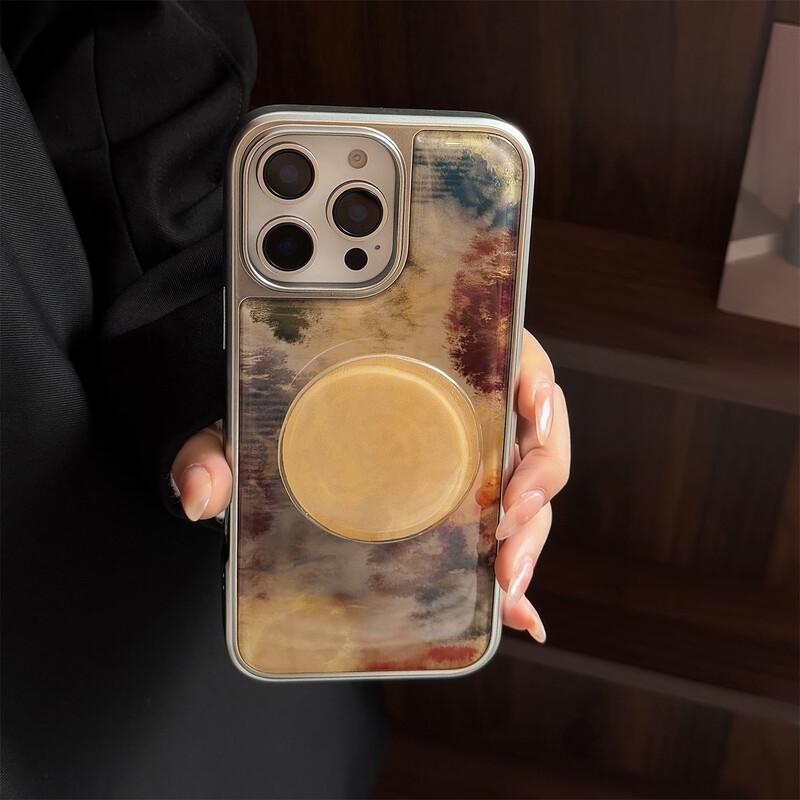 

Fumide Retro Marble Epoxy Phone Case with Stand for Samsung S24 PLUS